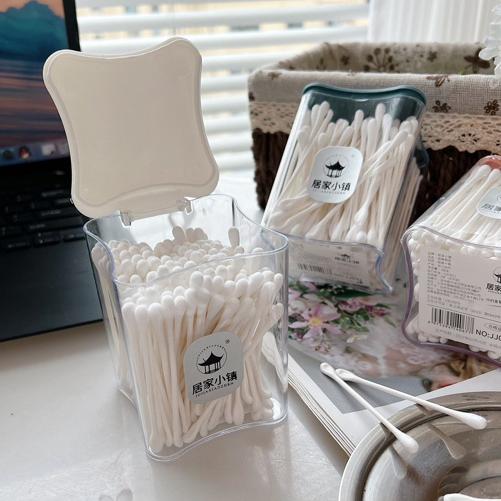 Cotton Swabs Double-Head Cotton Swab 180 PCs/Can Ear Picking Reel Cosmetic Cotton Swab Household Cleaning Cotton Swab Native Degreasing