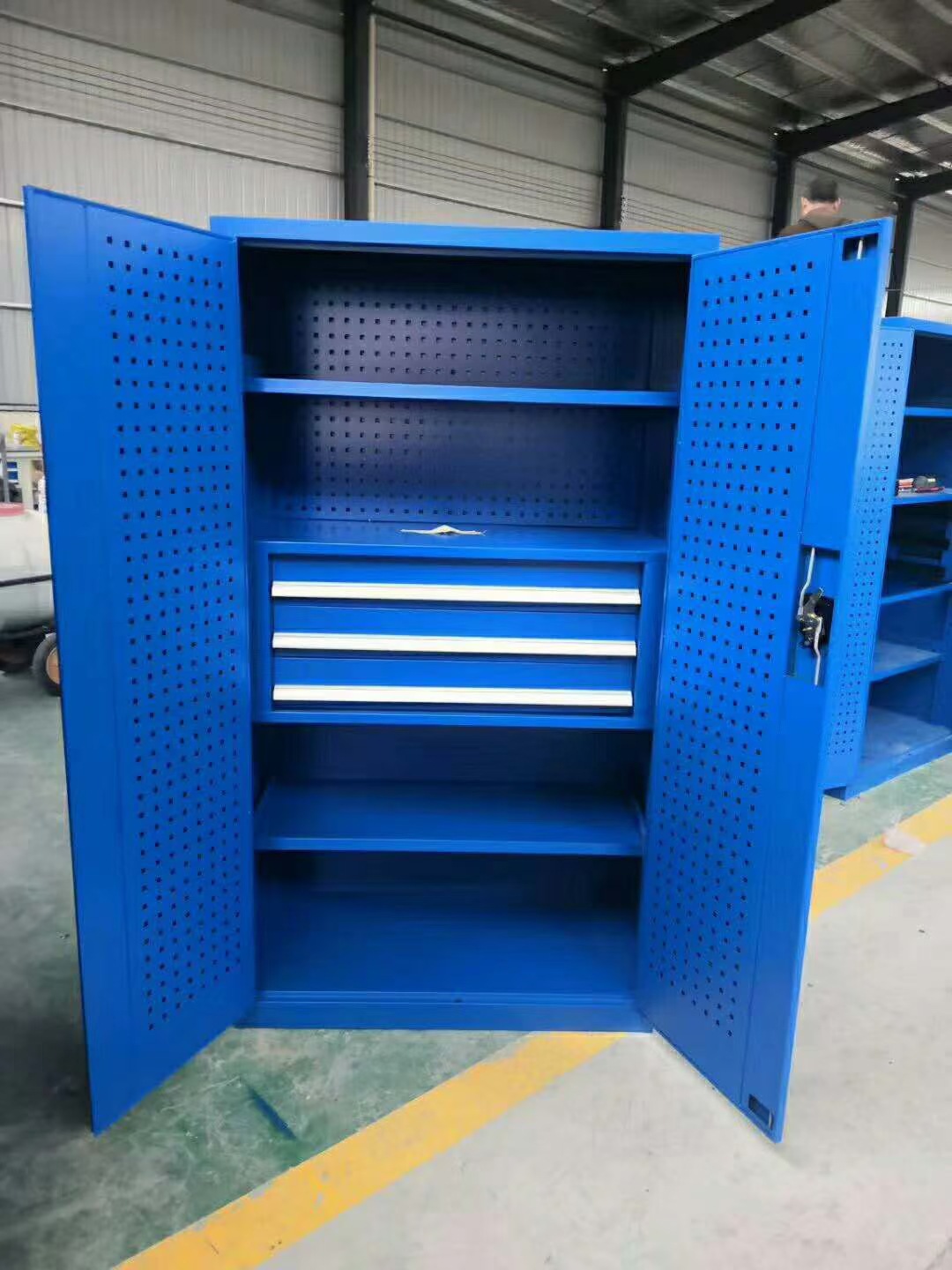 湛江双开门内三抽工具柜 车间重型储物柜 铁皮柜抽屉柜定做