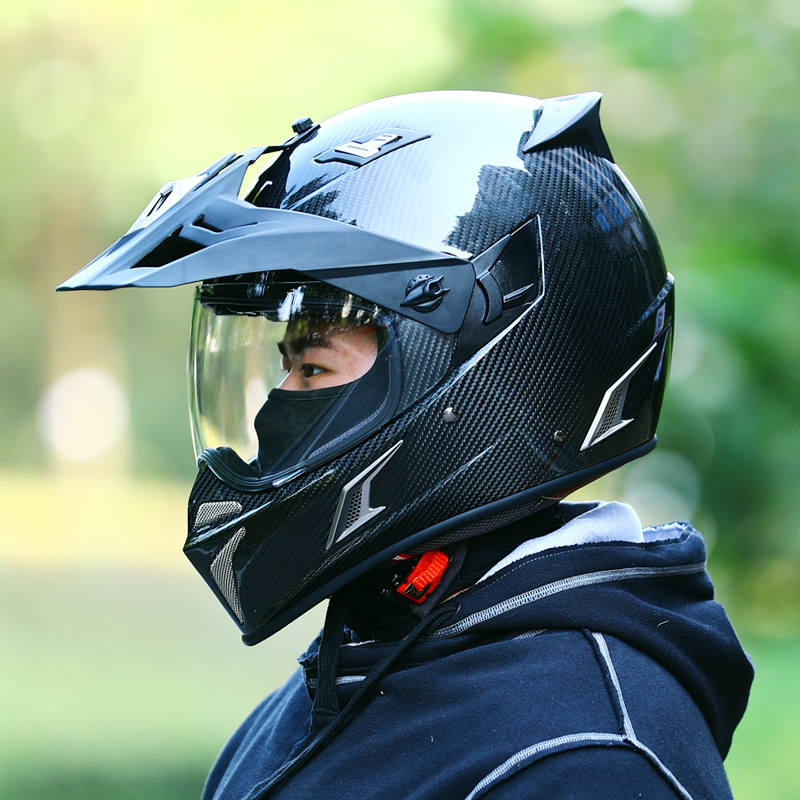 马鲁申碳纤维拉力越野摩托车赛机车头盔男女四季全覆式防雾盔l9