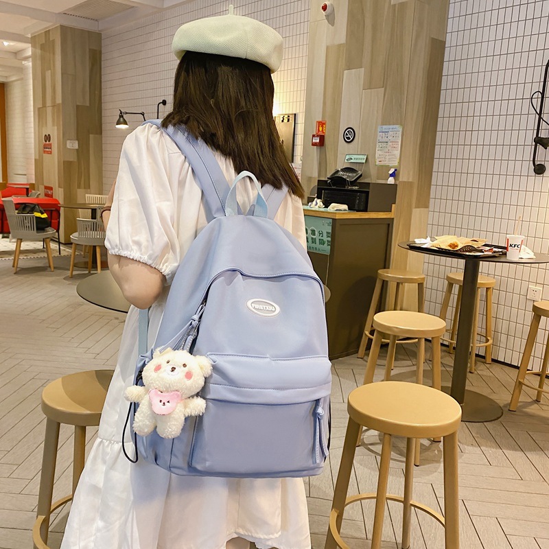 大学生书包女韩版原宿ulzzang高中简约森系双肩包夏天防背包ins