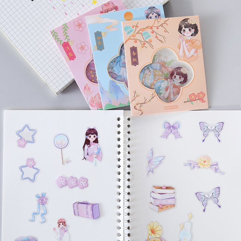 Korean Cartoon Cute Sticker Package Pvc Waterproof Stationery Decorative Stickers Girl Heart Student Journal Wholesale Stickers