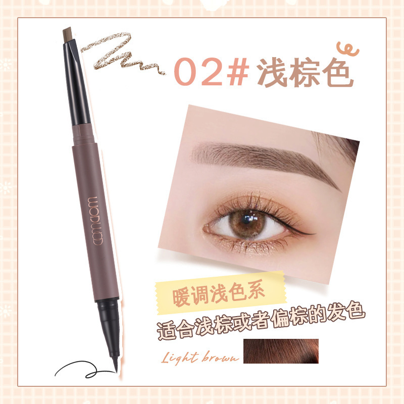 Wodwod Double-Headed Eye Makeup Pen Waterproof Not Smudge Natural Wild Eyebrow Pencil Eyeliner Two-in-One