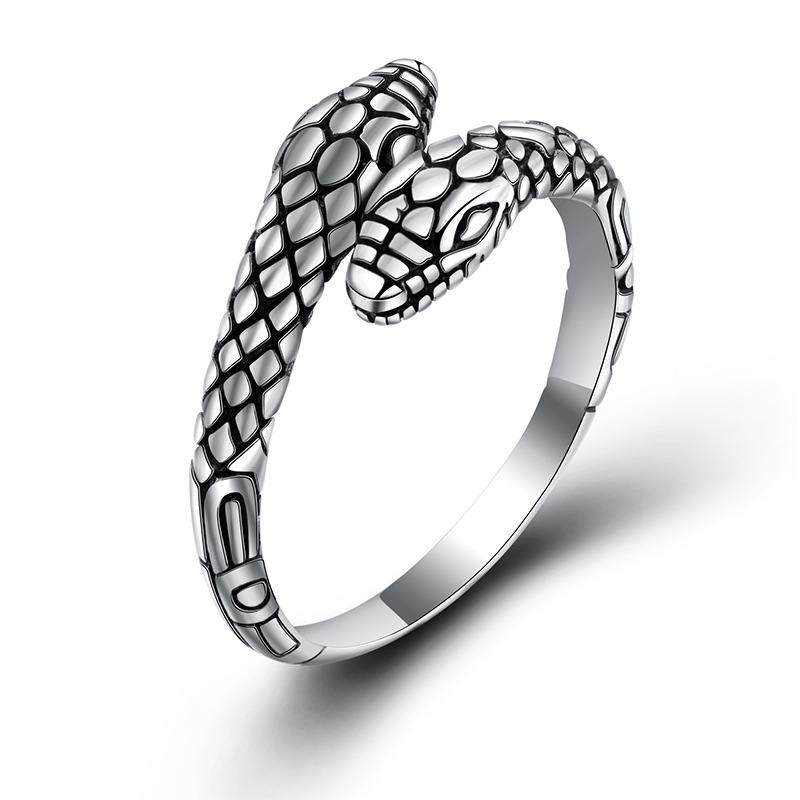 跨境爆款s925银双头蛇开口戒指女简约冷淡不掉色蛇戒饰男新品批发
