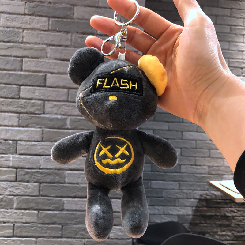 新品闪电熊毛绒玩具5寸创意潮酷小熊学生情侣挂件公仔钥匙扣挂链