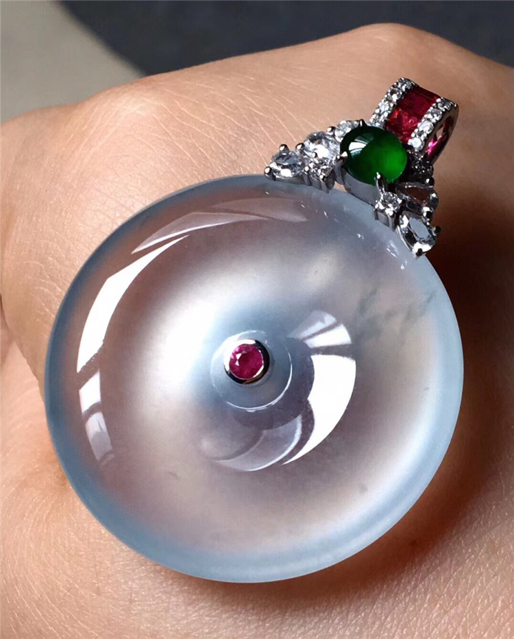 简安翡翠天然a货玻璃种平安扣翡翠吊坠水头足性价比高刚性十足