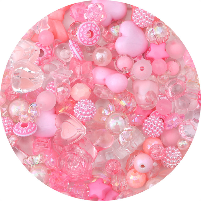 100G Random Mixed Beaded Loose Beads Acrylic Dripping Transparent Beads DIY Children Headwear Mobile Phone Charm Material Package