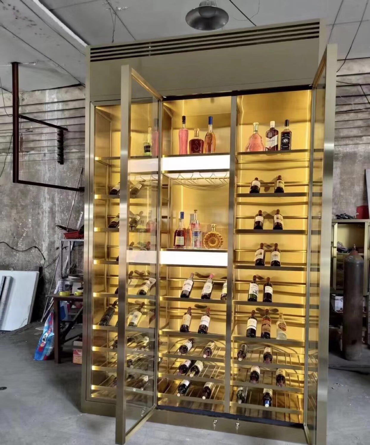 不锈钢展示柜装饰轻奢钢板柜红酒柜酒架客厅电视壁龛书柜金属