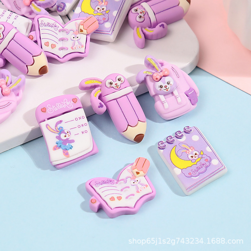 迷你文具套装卡通可爱兔子 diy手工奶油胶收纳盒彩色铅笔日记书包