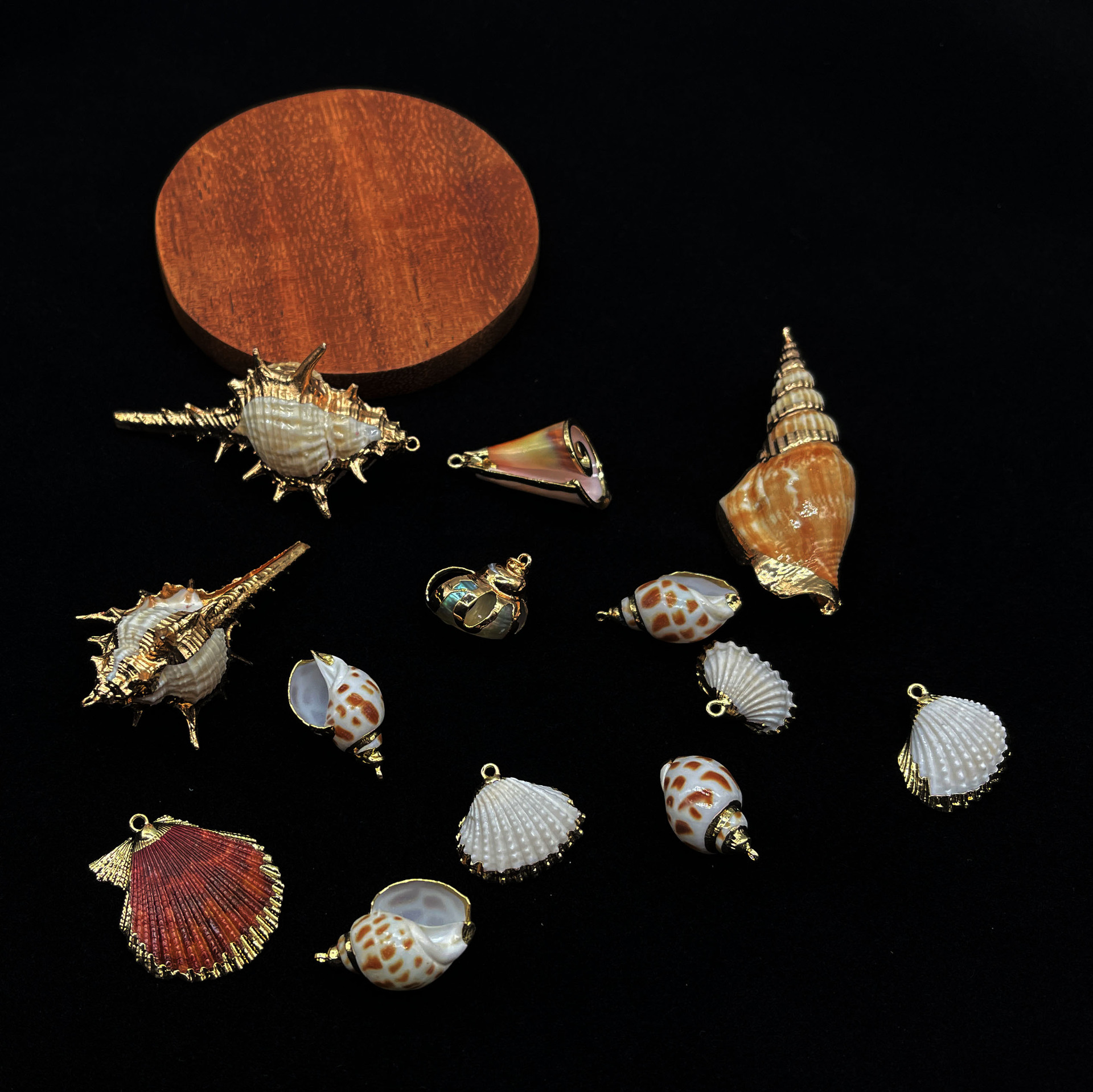 5成交0个镀金海螺饰品配件 贝壳海螺书签挂件 海洋系列天然贝壳工艺品