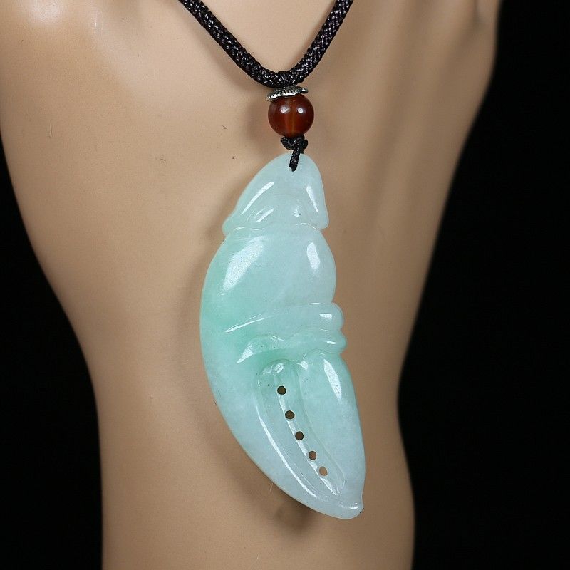 天然玉石翡翠a货螃蟹钳吊坠俏色手上有钱八方来财精美男女款项链