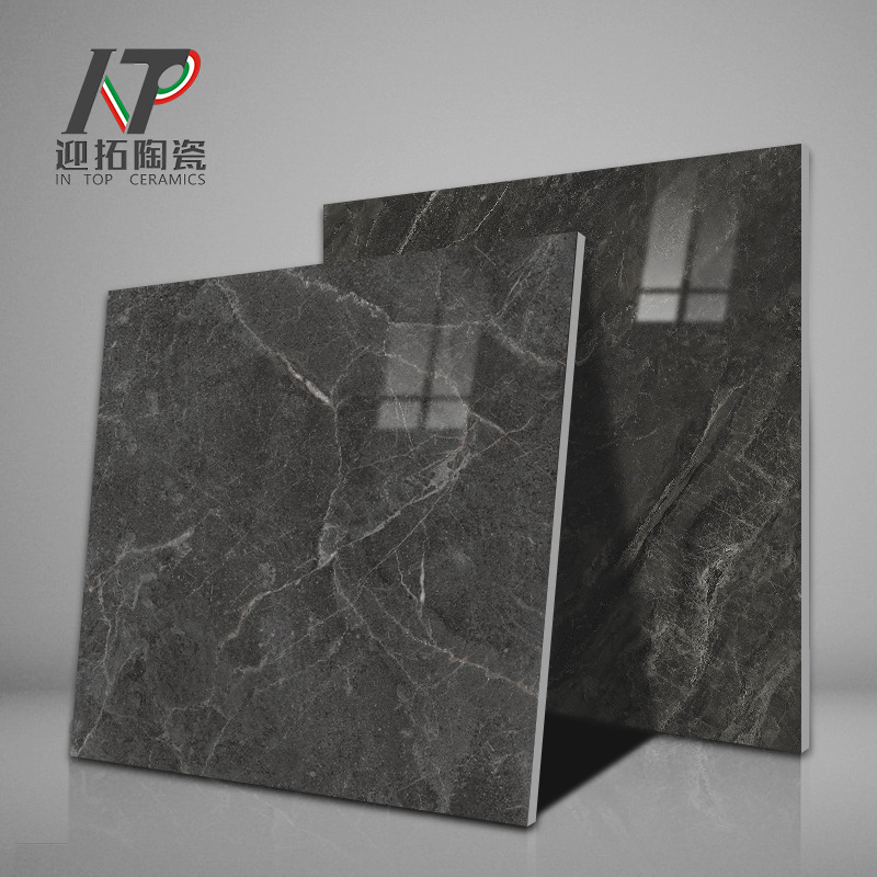 深灰色黑色通体大理石瓷砖800x800mm深色瓷砖酒店商业工装瓷砖
