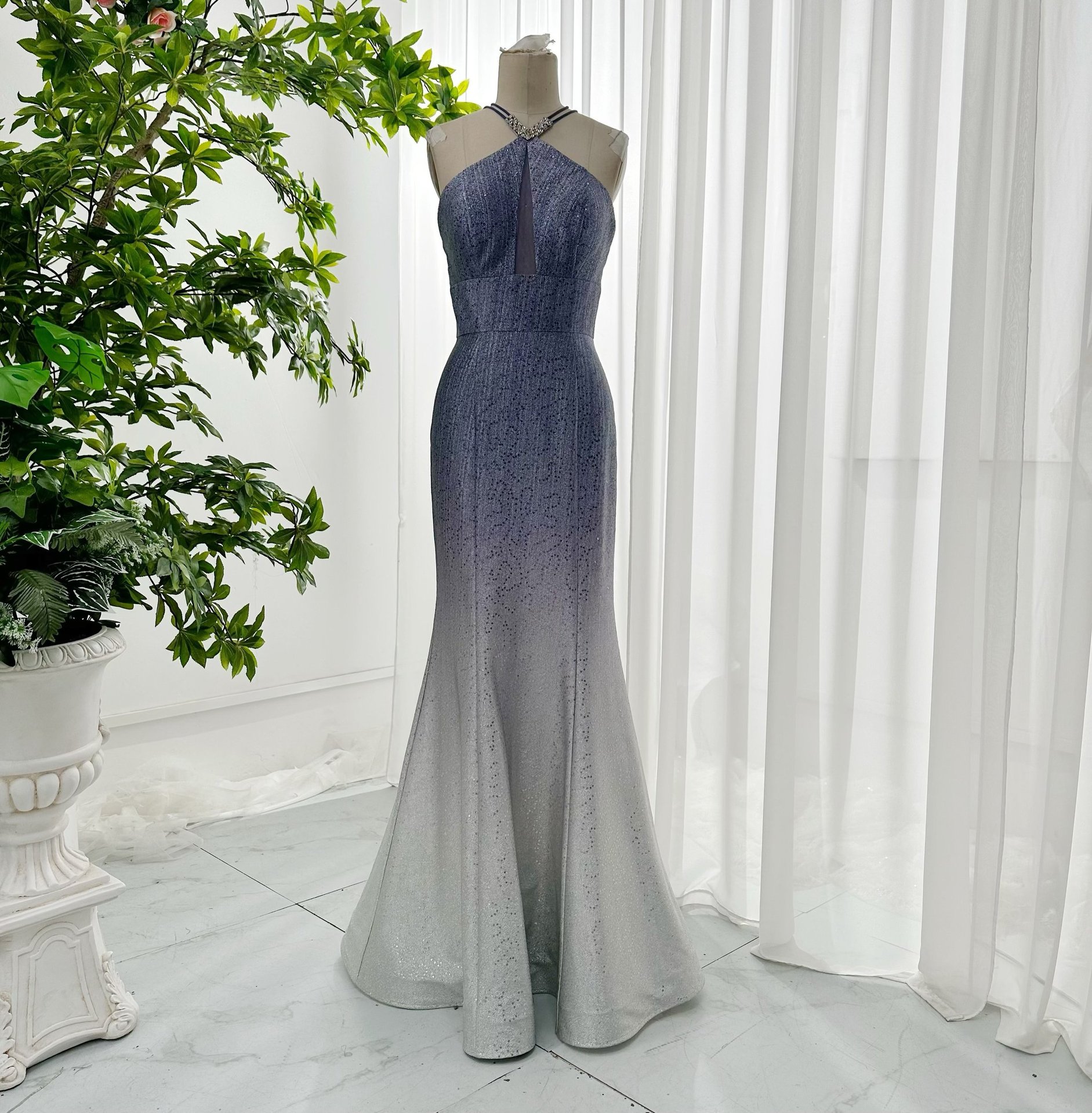 星空紫性感无袖露肩美背收腰显身材鱼尾主持晚礼服裙m2563-阿里巴巴