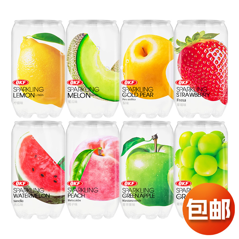 韩国进口OKF水果味气泡水碳酸饮料西瓜草莓味高颜值网红汽水饮品