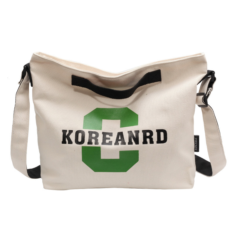 South Korea Dongdaemun Thick Handheld Canvas Bag 2023 New Color Letter Printing Student Shoulder Bag for Class