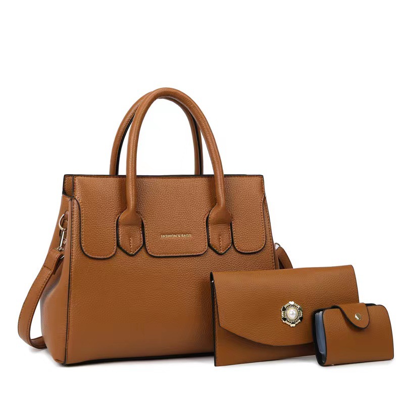 Cross-Border Bag 2023 New Business Commute Three-Piece Shoulder Crossbody Large Capacity Handbag Wholesale