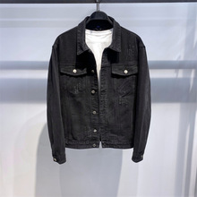 厂家直销新款男装时尚休闲纯色外套短装黑色牛仔夹克男潮GTAX2018