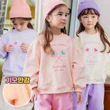韩国童装2022冬款儿童加绒卫衣可爱网球拍刺绣落肩袖宽松圆领T恤