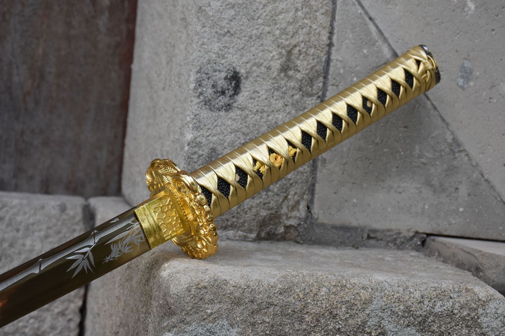 龙泉市刀剑一体烤金日式剑防身手工锻打宝剑硬剑冷兵器收藏未开刃