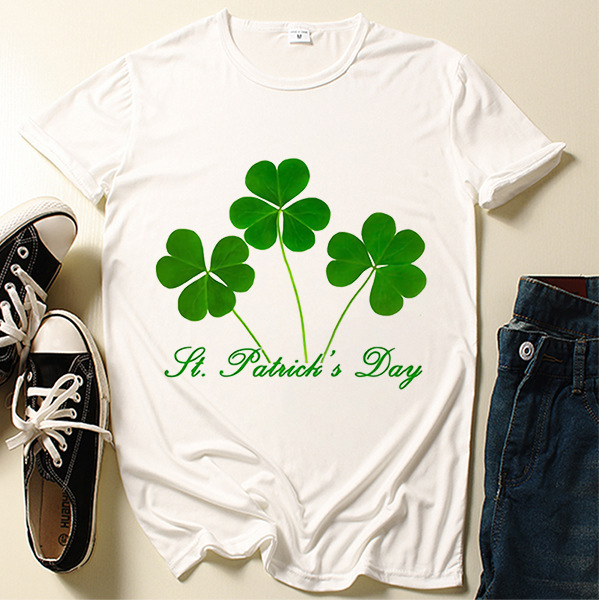 2022卡通幸运四叶草st. patricks day圣帕特里克节短袖t恤情人节