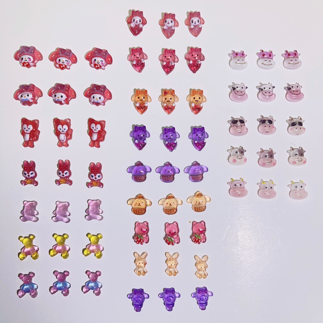 2023 New Cartoon Nail Ornament Luminous Resin Crafts Diy Ornament Ear Stud Earrings Accessories Wholesale