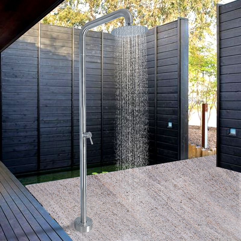 户外拉丝游泳池淋浴花洒套装沙滩边洗澡淋浴器落地式立柱式水龙头