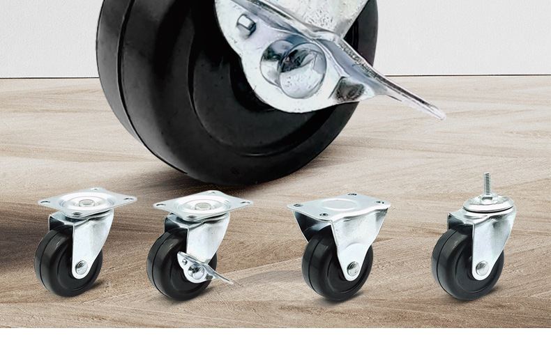 5寸2寸3寸静音减震万向脚轮小手推平板车定向轮 拖车橡胶家具轮