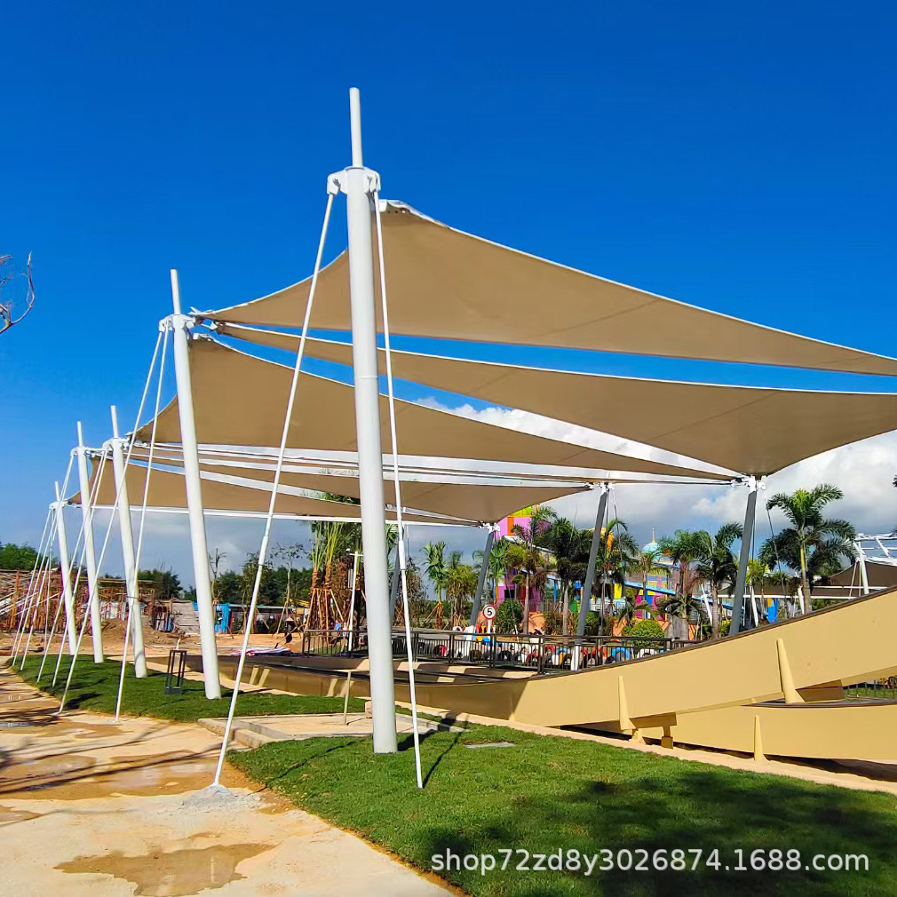 膜结构游乐园彩色景观遮雨棚抗风固定式露营天幕张拉膜公园雨棚