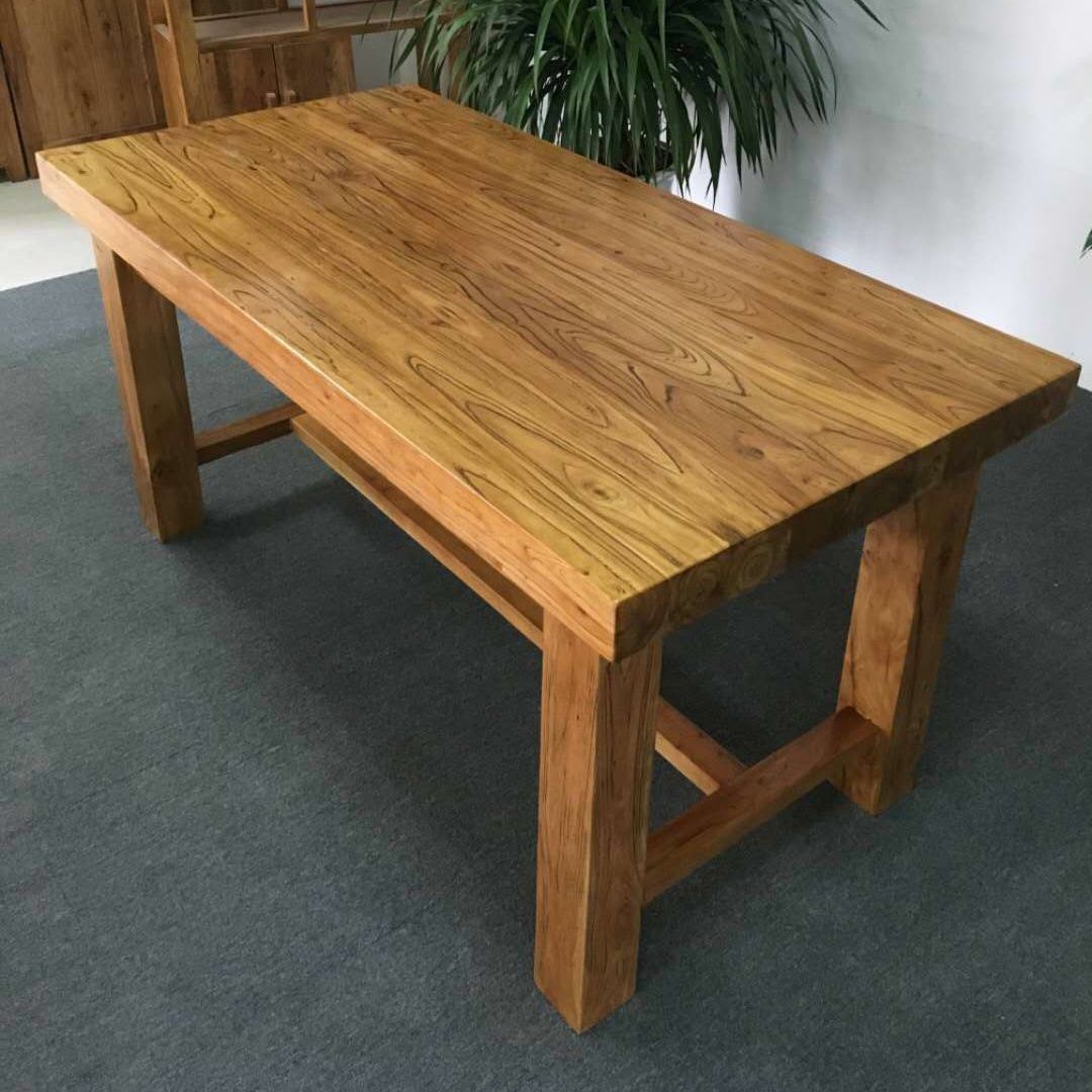 老榆木餐桌纯实木桌子茶桌家用饭桌酒店餐厅桌椅组合简约现代原木