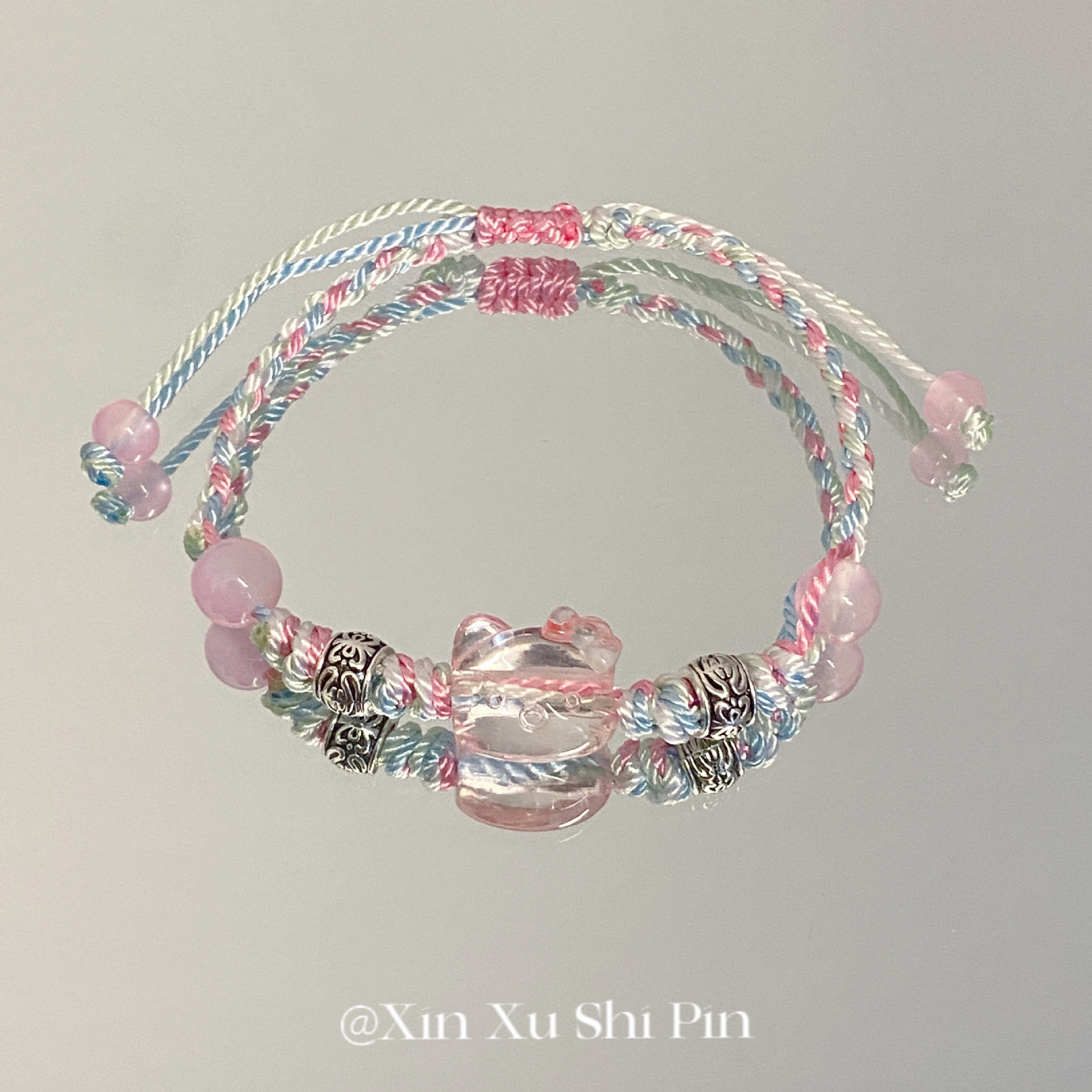 日系甜美kitty猫咪编织手绳小众设计精致少女心个性风设计感手链