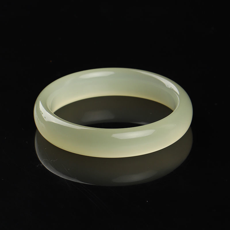 天然冰种蚕丝玉手镯玉镯新疆和田玉青白玉手镯子玉石细圆条手镯