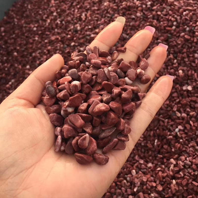 鸡血红胭脂红水磨石子碎石子大量批发红石子建筑园林工程用红石子