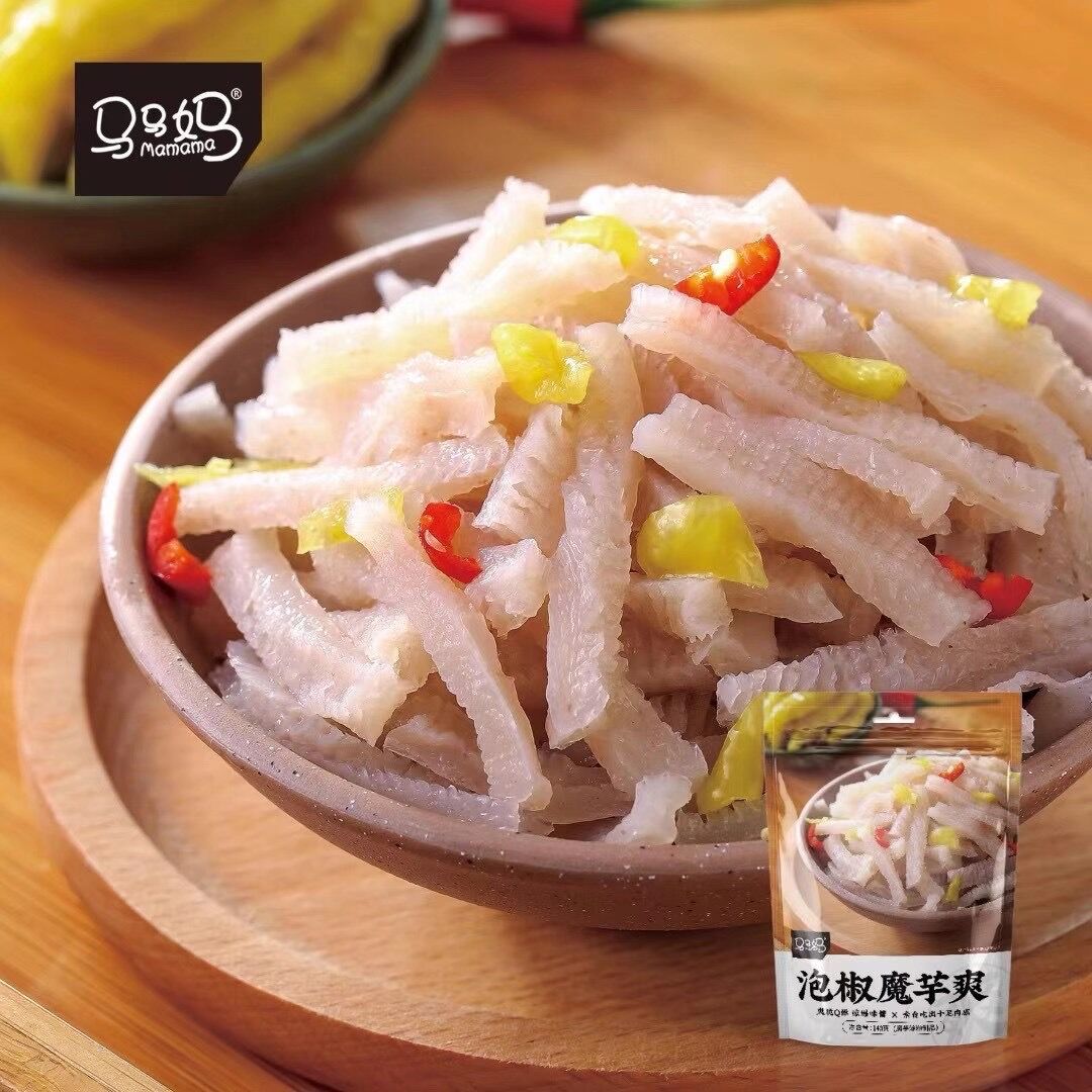 马马妈魔芋爽魔芋结爽脆q弹泡椒香辣味即食下酒小菜140g袋装