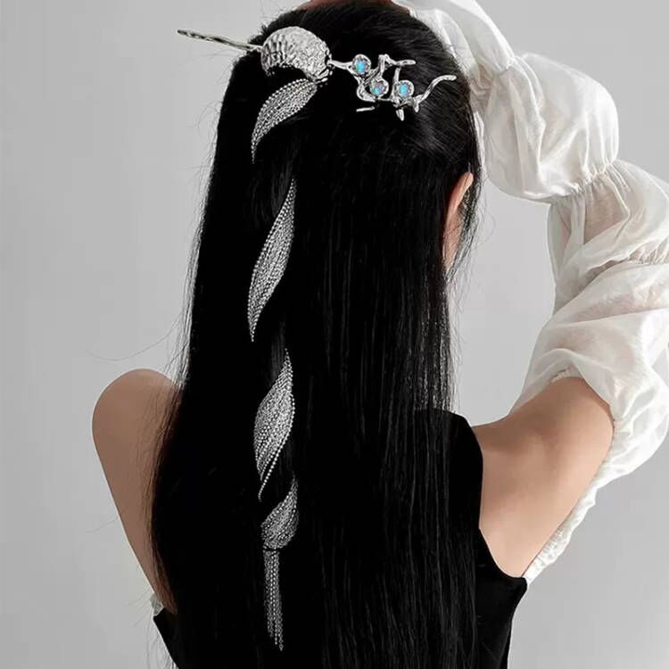 Unique Personality Special-Interest Design Hairpin New Fashion Ponytail Back Head Hair Clasp Accessories European and American Exaggerated Tassel Hair Accessories