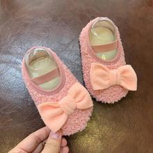 宝宝地板袜婴儿袜子泰迪绒面加厚防滑学步秋冬室内加绒女童袜子鞋