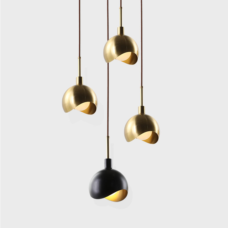 北欧后现代轻奢创意办公吧台餐厅个性简约卧室床头黄铜单头小吊灯