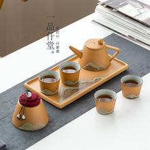 批发 整套黑石釉陶瓷茶壶茶杯套装简约家用功夫茶具一壶四杯