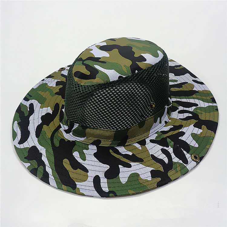 男士奔尼帽渔夫帽子女猎人迷彩圆边帽网帽夏天防晒遮阳西部牛仔帽