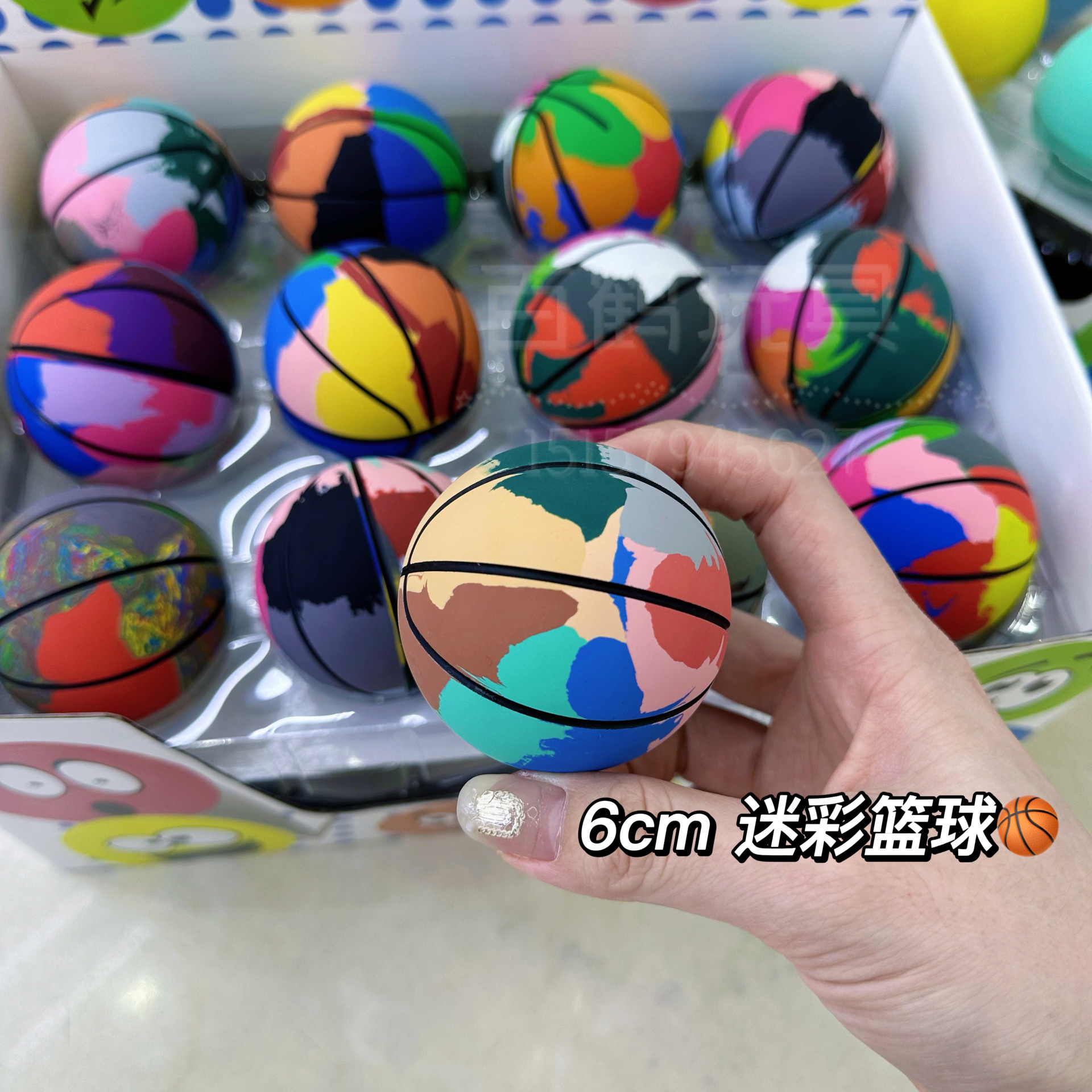 Color Camouflage Basketball Football 6cm Super High Elastic Mini Decompression Hollow Elastic Ball Student Children Rubber Ball