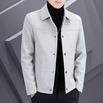 春秋季男士夹克翻领毛呢子大衣短款外套中青年商务休闲工装上衣服