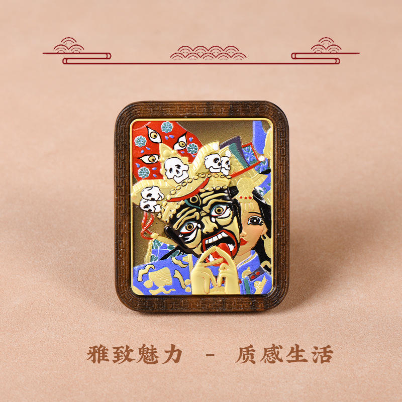 沉贵宝沉香木雕刻牌扎基拉姆前世今生黄铜彩绘项链挂绳佛牌粗绳挂