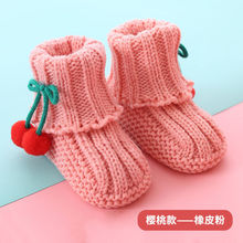 婴儿毛线鞋子秋冬宝宝室内步前鞋手工编织成品软底不0-10月
