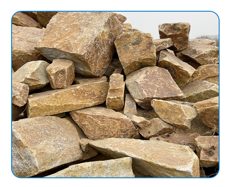 虎皮石垒墙石块石护坡石黄木纹红色石块砌墙石挡土墙毛石浆砌片石