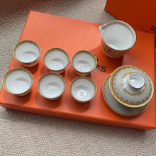 新品马赛克8件茶具套装盖碗家用茶杯功夫泡茶公道杯陶瓷礼品批发