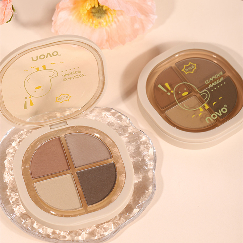 novo纯欲风四色眼影盘珠光哑光细闪防水汗不晕染易上