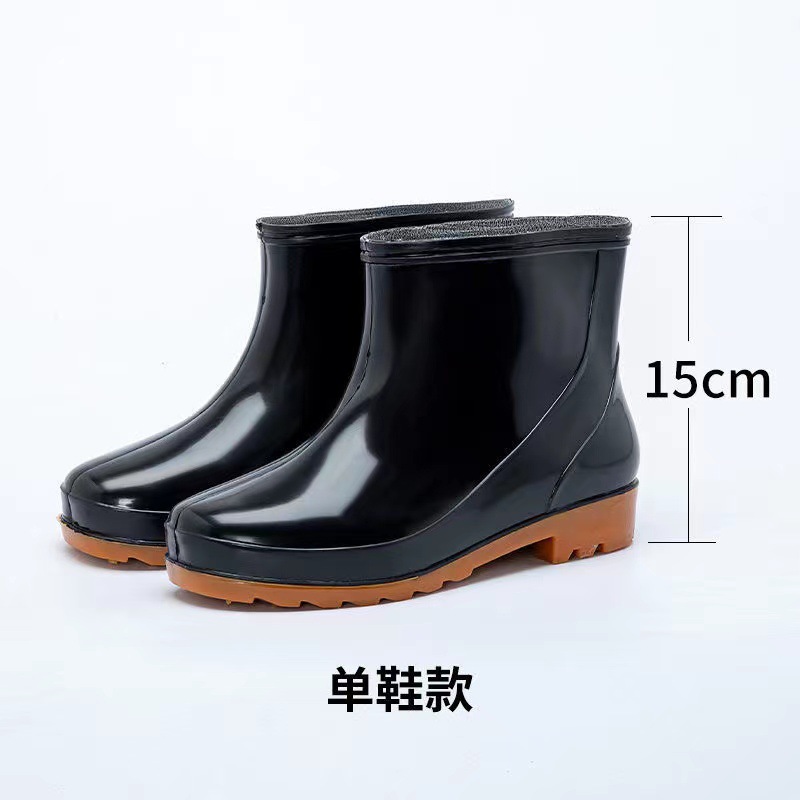 2023 New Men's Labor Protection Low-Top Rain Boots Tendon Bottom Black Working Water-Proof Shoes Adult Low-Top Rain Boots