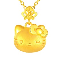 时尚镀黄金卡通皇冠猫吊坠项链 越南沙面金可爱优美皇冠KT猫吊坠