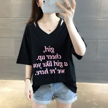 短袖T恤女2023夏季新款韩版休闲宽松洋气小心机设计感减龄短袖ins