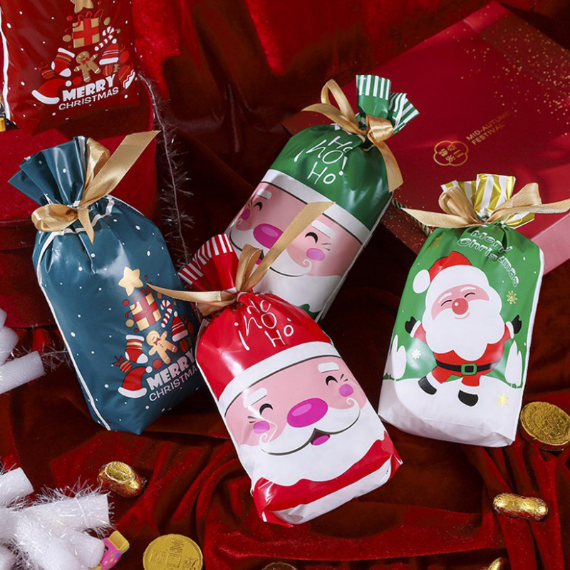 Cross-Border Direct Sales Original Christmas Gift Packing Bag Ribbon Drawstring Bag Safe Fruit Bag Return Gift Drawstring Bag