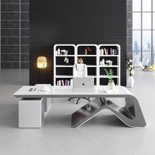 现代时尚老板桌总裁桌经理桌主管桌创意烤漆白色办公桌简约大班台