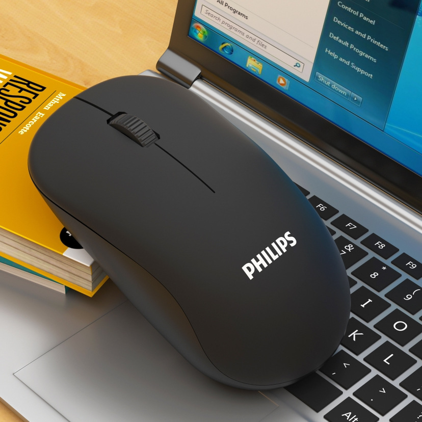 飞利浦新款m221无线鼠标省电办公家用usb笔记本通用加重加厚开关